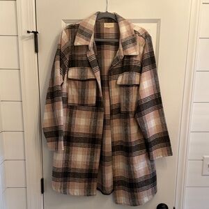 MELLODAY Plaid Utility Jacket - Black, Brown, Cream